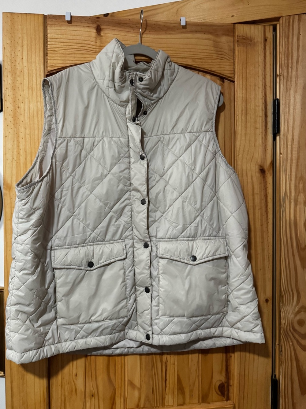 Natural Reflections Quilted Sleeveless Vest in Cream